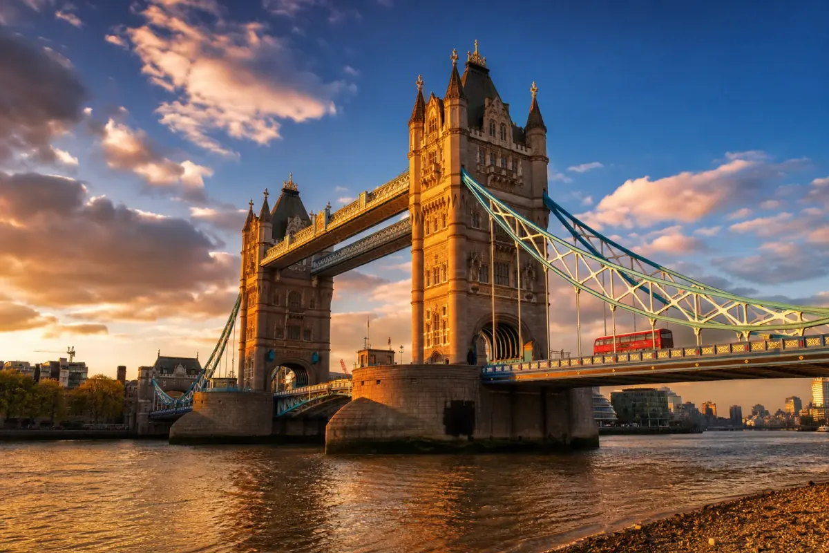Tower Bridge in London at golden hour